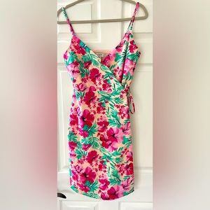 J Crew wrap Summ dress, flowers/ Hawaii cotton dress.